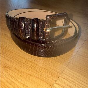 Vintage Calvin Klein Brown Crocodile skin Belt Made in USA Small